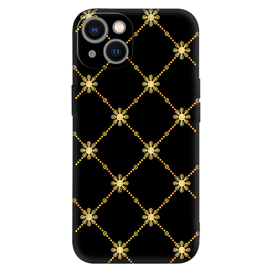 Golden Bloom: Luxe Floral Grid Phone Case