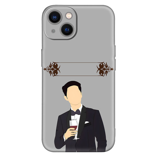 Minimalist Classy Gentleman Phone Case – Faceless Man in Suit Illustration