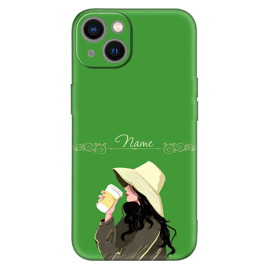 Minimalist Aesthetic Girl Phone Case – Stylish Woman with Coffee