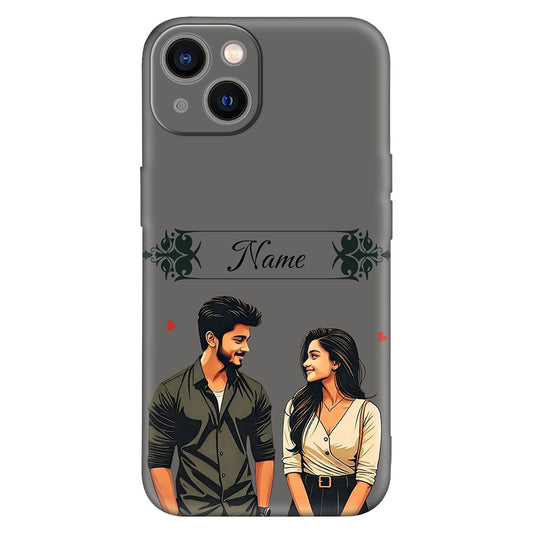 Custom Couple Phone Case – Romantic Boy & Girl Illustration with Name