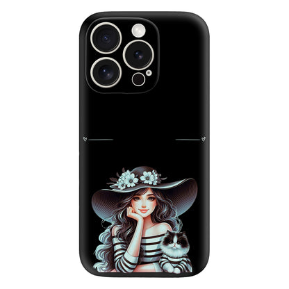 Chic Girl & Cat Phone Case – Elegant & Stylish