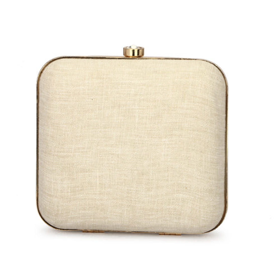Beige Swan Box Clutch