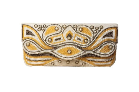 Pink Zari & Pearl Embroidered Clutch