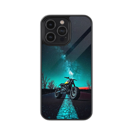 Motorbike Under Starry Sky Metal Cover