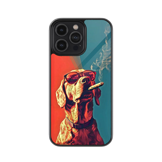 Retro Dog Smoking Style Metal Mobile Cover
