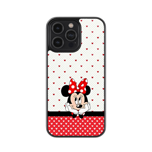 Minnie Mouse Polka Dot Heart Design Metal Mobile Cover (White & Red)