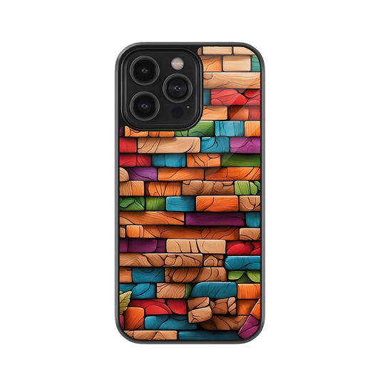 Colorful Abstract Brick Pattern Metal Mobile Cover