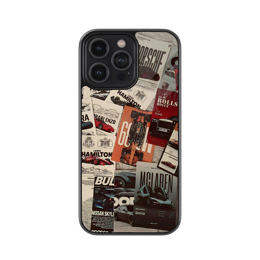 Retro Car Poster Collage Metal Cover