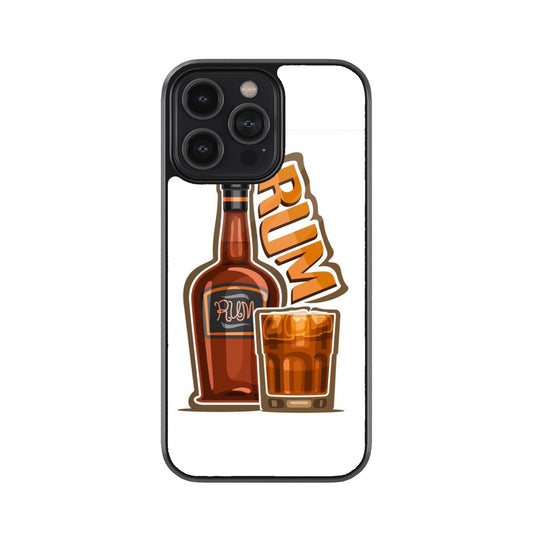 Rum Bottle & Glass Design Metal Mobile Cover