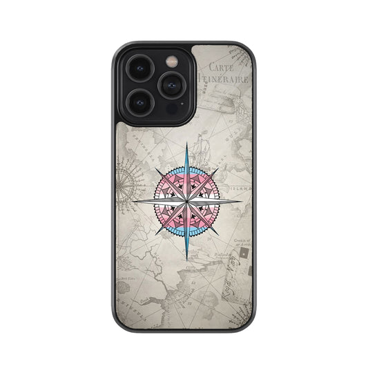 Vintage Compass & Map Design Metal Mobile Cover