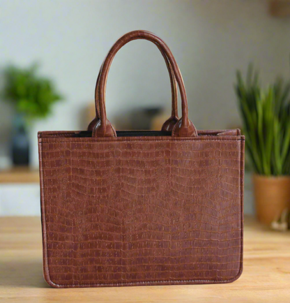 Customised Croco Tan Tote Bag