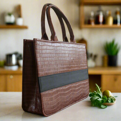 Customised Croco Tan Tote Bag