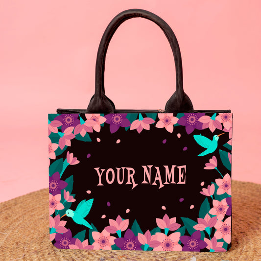 Customized Floral Parrot Embossed Tote Bag